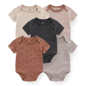 5 Pcs Short Soft Unisex Newborn Onesies