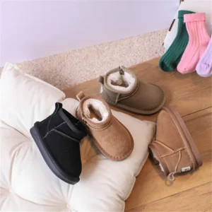 Snow Boots leather Warm Plush Non-slip Fashion Toddler Girls Boots