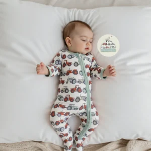 FOCUSNORM 0-18M Boys Girls Fall Footed Romper Tractor Print